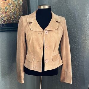 Ann Taylor Loft Women's Tan Suede Jacket light staining Size 0